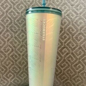 Starbucks Pearl White Tumbler with Teal Straw
